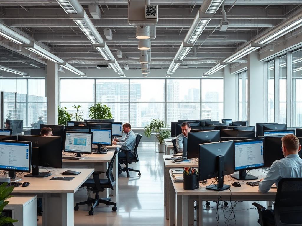 Oficina moderna con tecnología actualizada